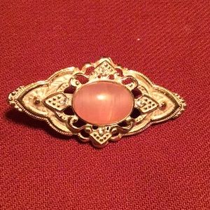 Sweet little pink pin -brushed gold w/white wash